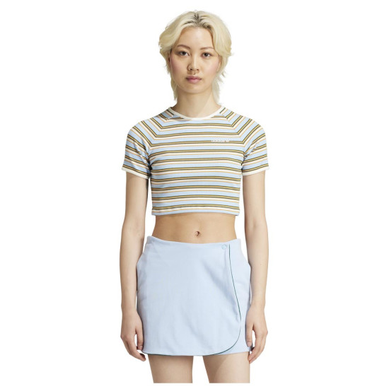 Adidas Γυναικεία κοντομάνικη μπλούζα '80s Rib Stripe Baby Tee